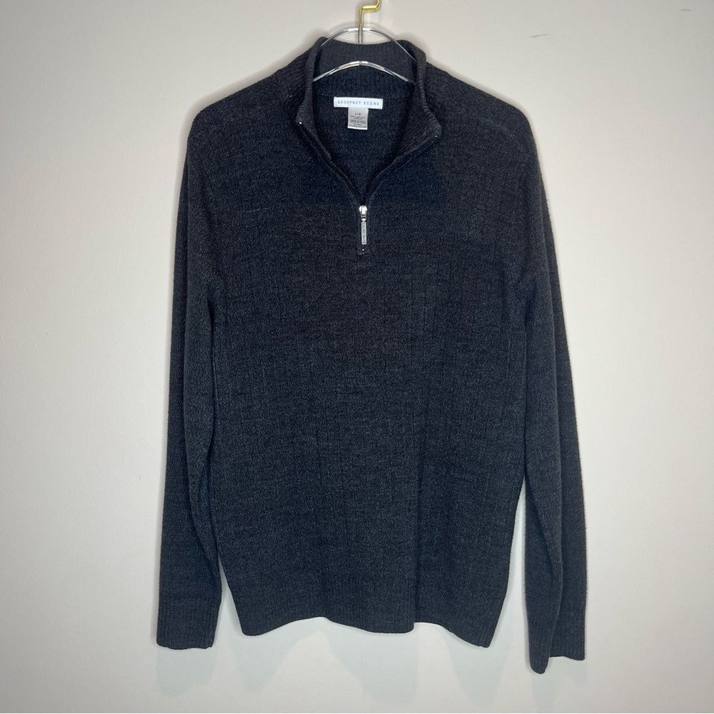 Geoffrey Beene Men's Charcoal Gray Quarter Zip Pullover Sweater Size L